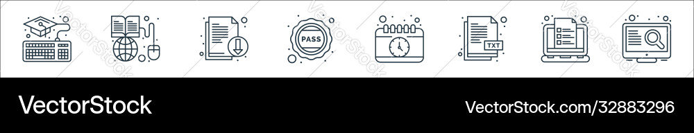 Online learning line icons linear set quality vector image