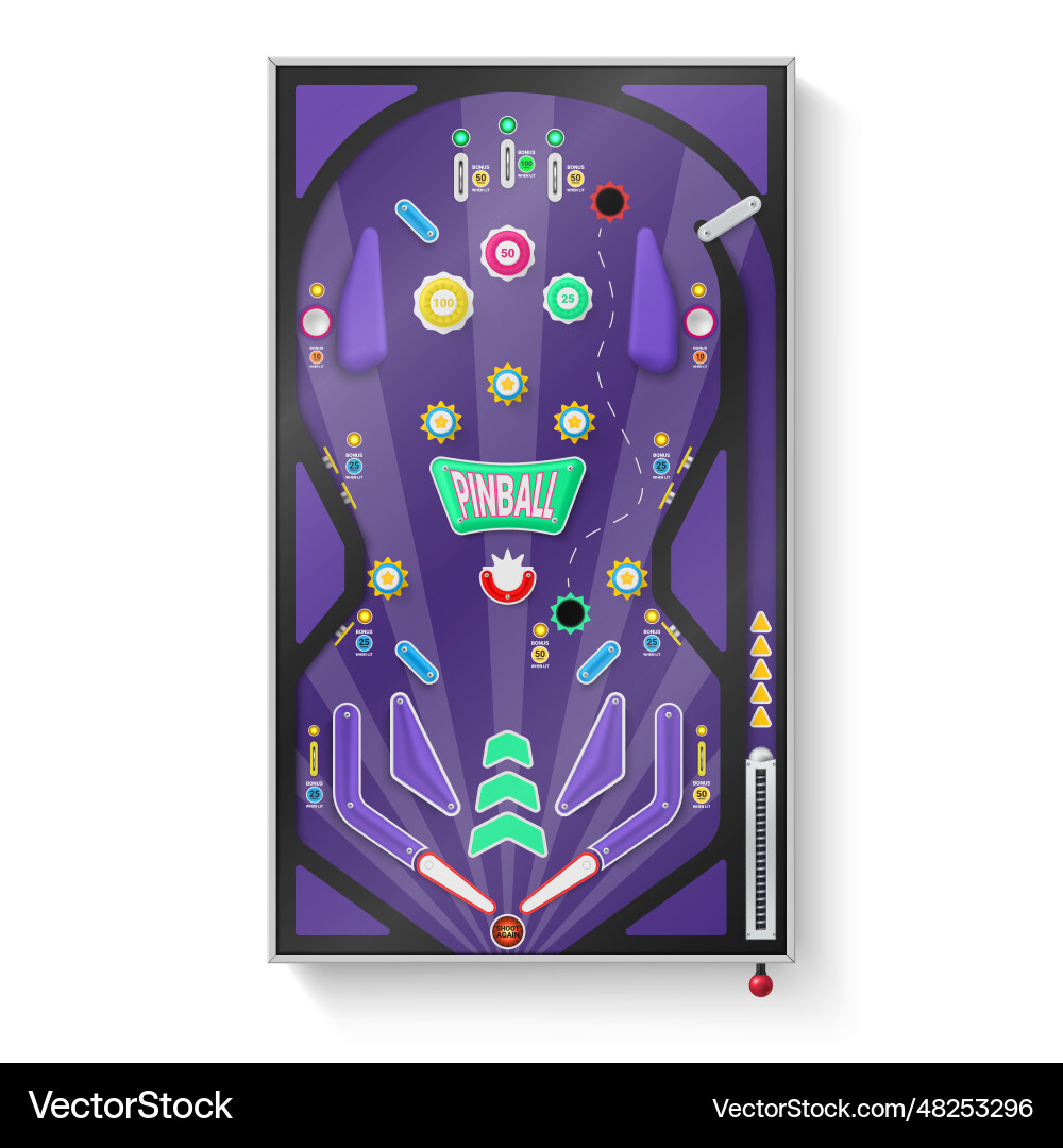 Pinball Machine - Top View Vector Image