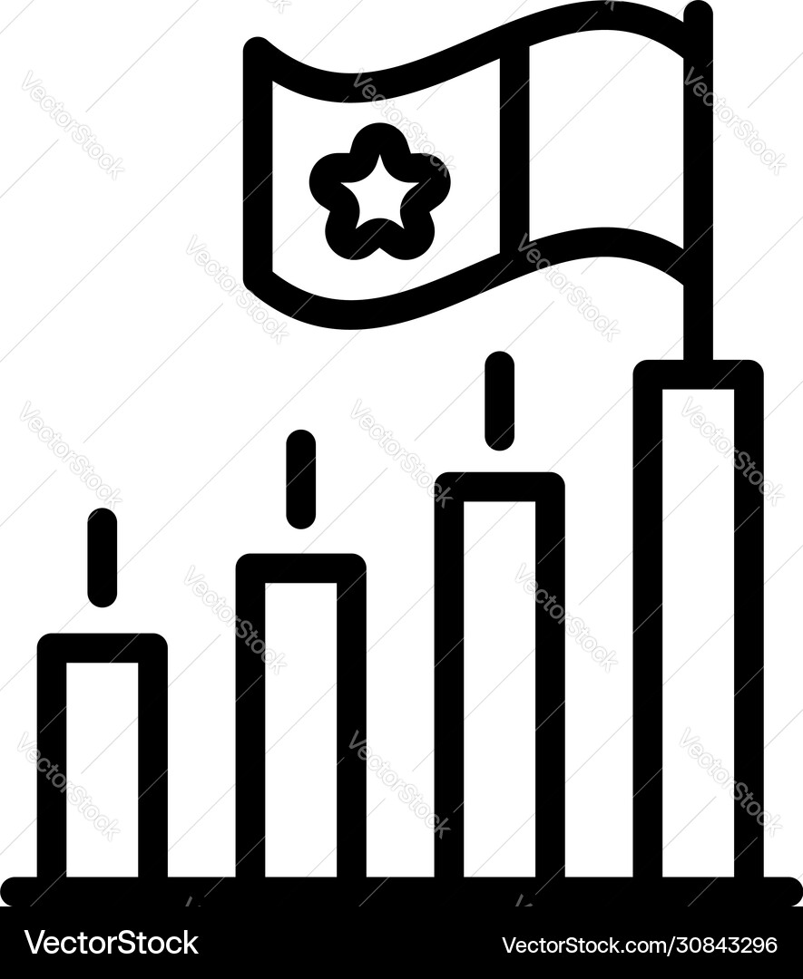 Rating graph and flag icon outline style Rating graph and flag icon outline style vector image