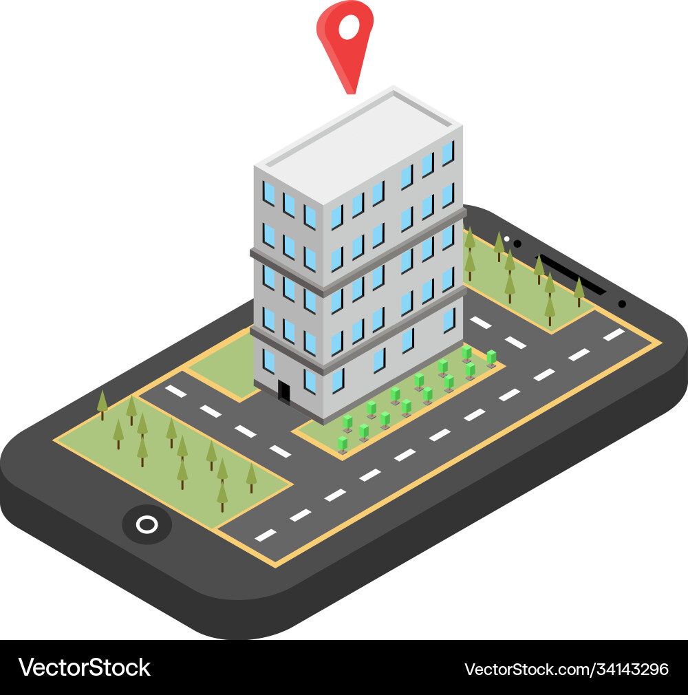 Red Pointer auf Smartphone Karte gps Navigation Red Pointer auf Smartphone Karte gps Navigation Vektorbild