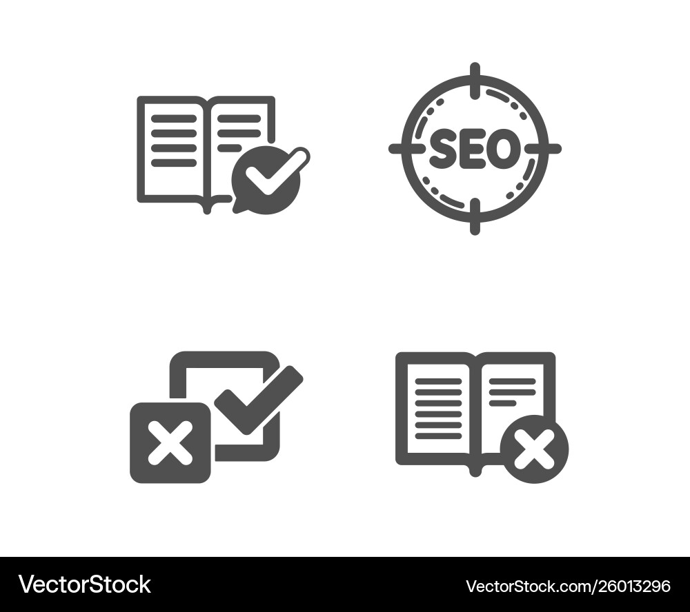 Seo checkbox and approved documentation icons Seo checkbox and approved documentation icons Vector Image