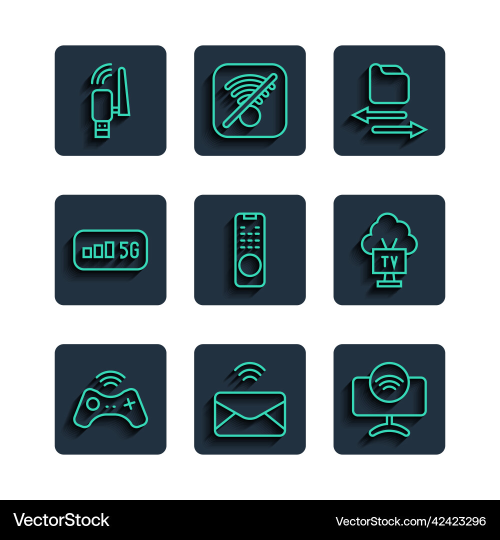 Set line wireless gamepad mail and e-mail smart Set line wireless gamepad mail and e-mail smart vector image