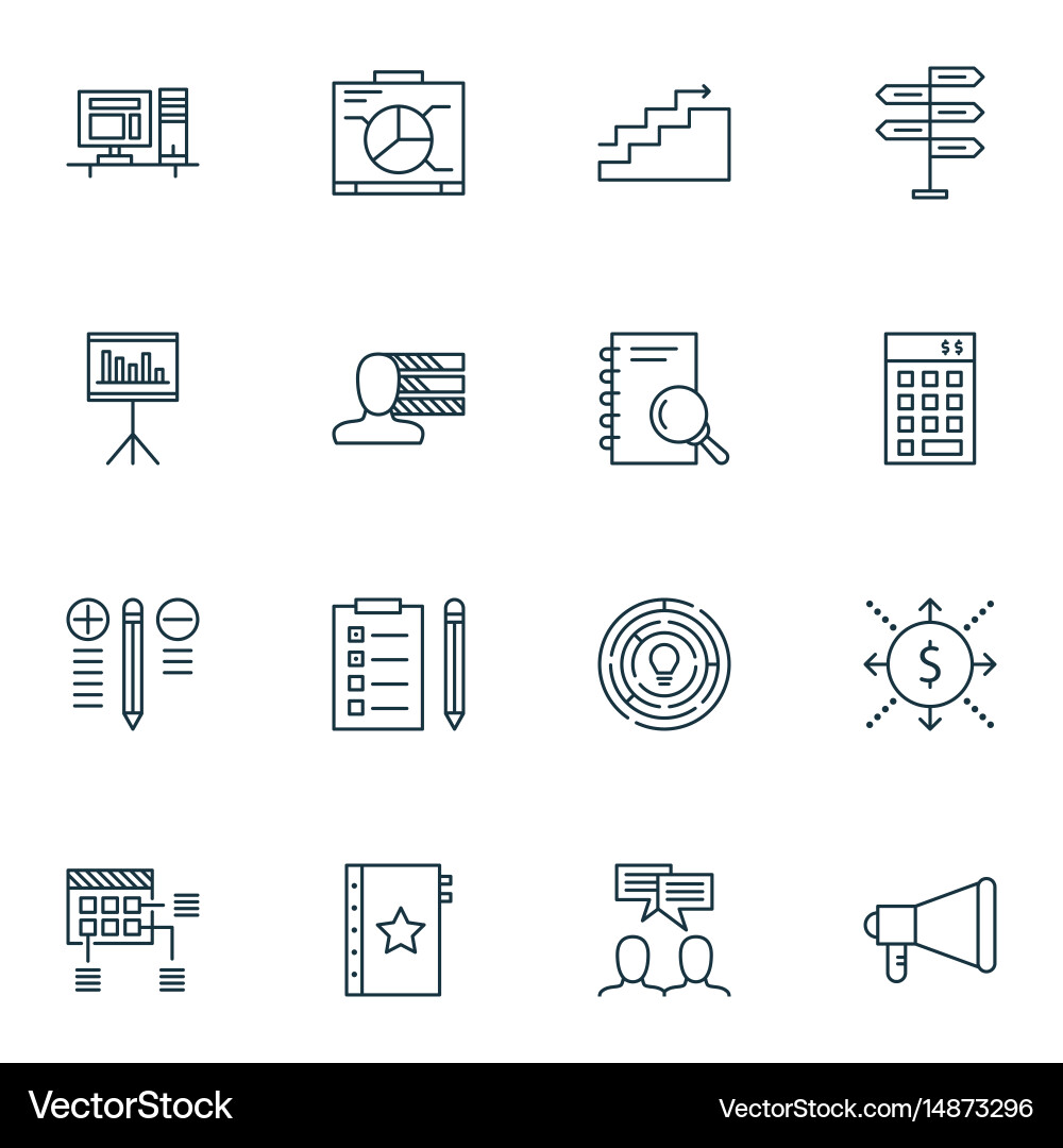 Set of 16 project management icons includes vector image