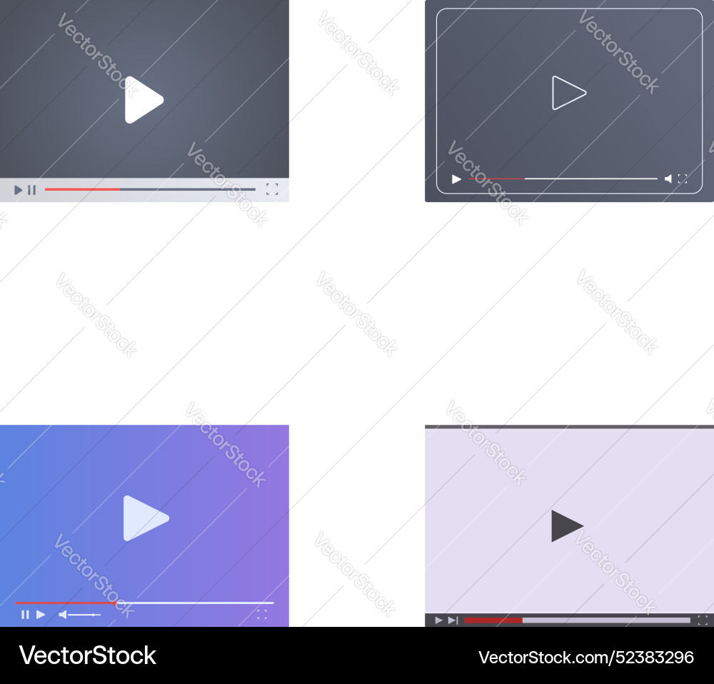 Set of modern play button video player interfaces Set of modern play button video player interfaces vector image