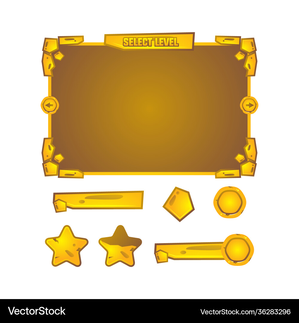 Set stone level selection game asset design Vector Image