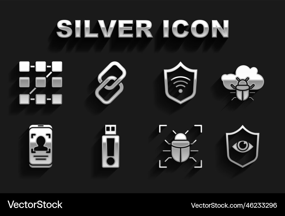 Set usb flash drive system bug on cloud shield Set usb flash drive system bug on cloud shield vector image