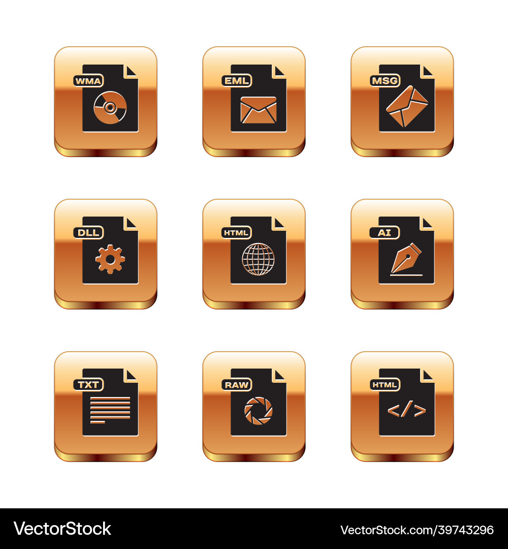 Set wma file document txt raw html dll msg Set wma file document txt raw html dll msg Vector Image