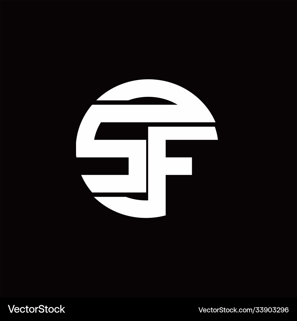 Sf logo monogram with rounded line swipe design vector image