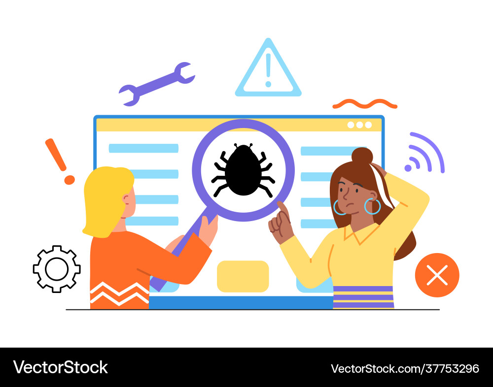 Software Testing & Bug Fixing Team Vektorbild