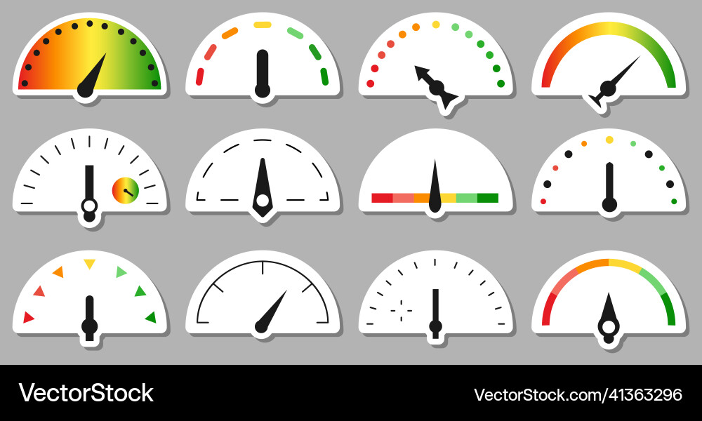Speedometr rating with different shapes of arrows Vector Image