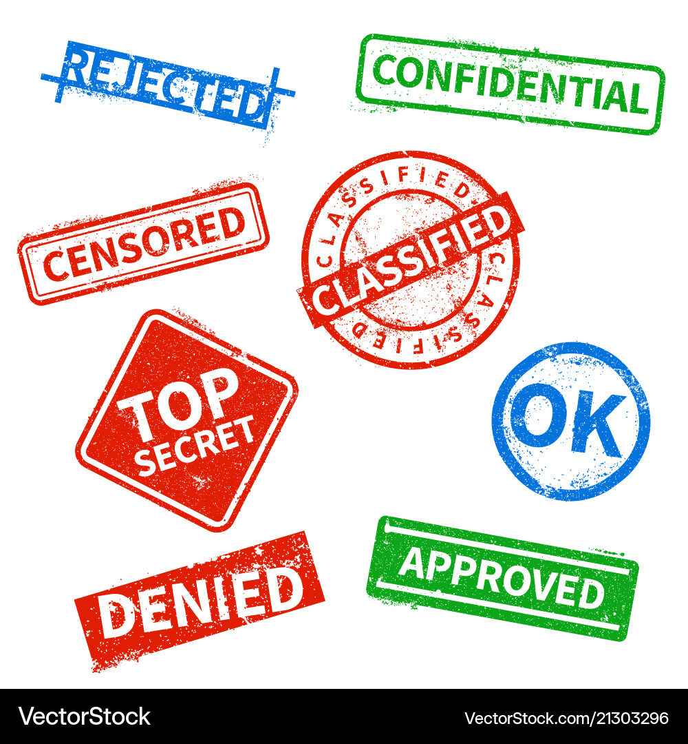 Top secret rejected approved classified Top secret rejected approved classified vector image