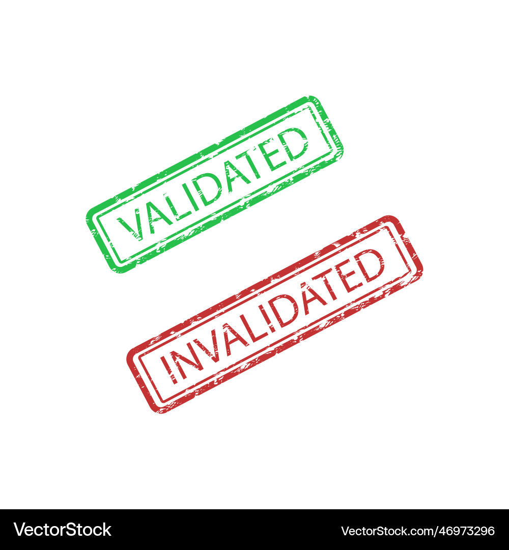 Validated and invalidated rubber stamp texture Validated and invalidated rubber stamp texture vector image