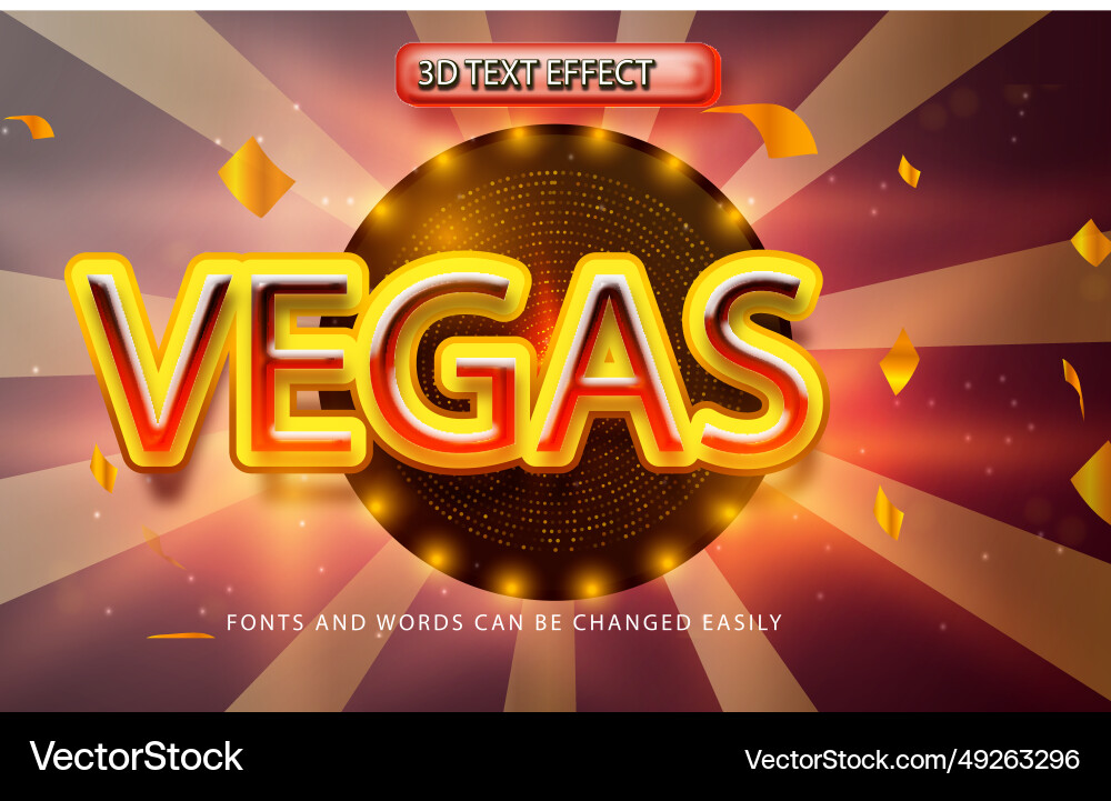 Vegas shiny 3d editable text effect style Vector Image