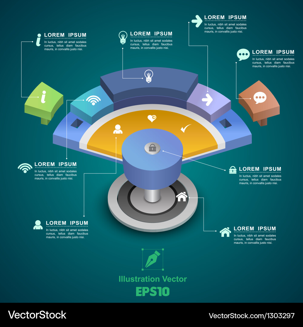 3D Graph Concept with Circles Vector Image