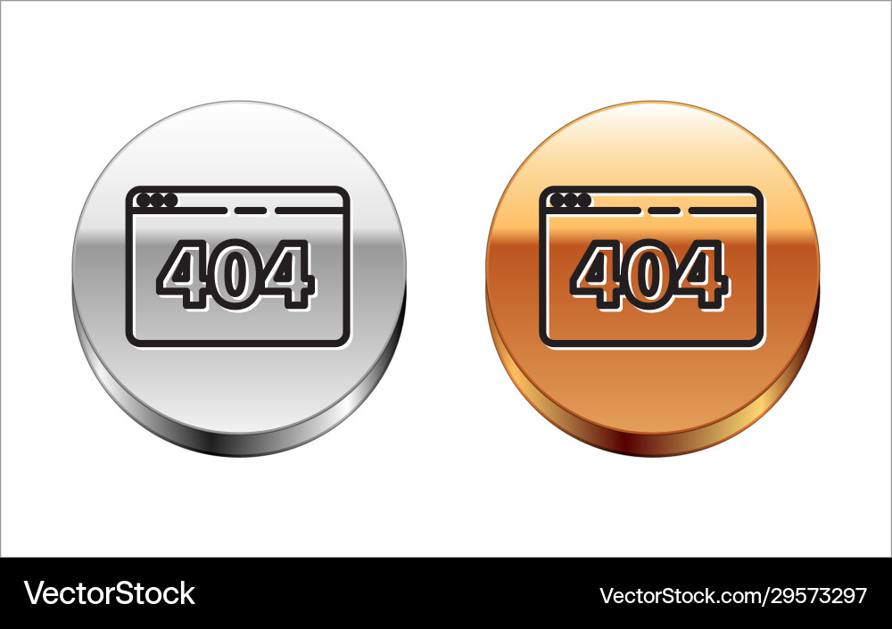 Black line page with a 404 error icon isolated Vector Image