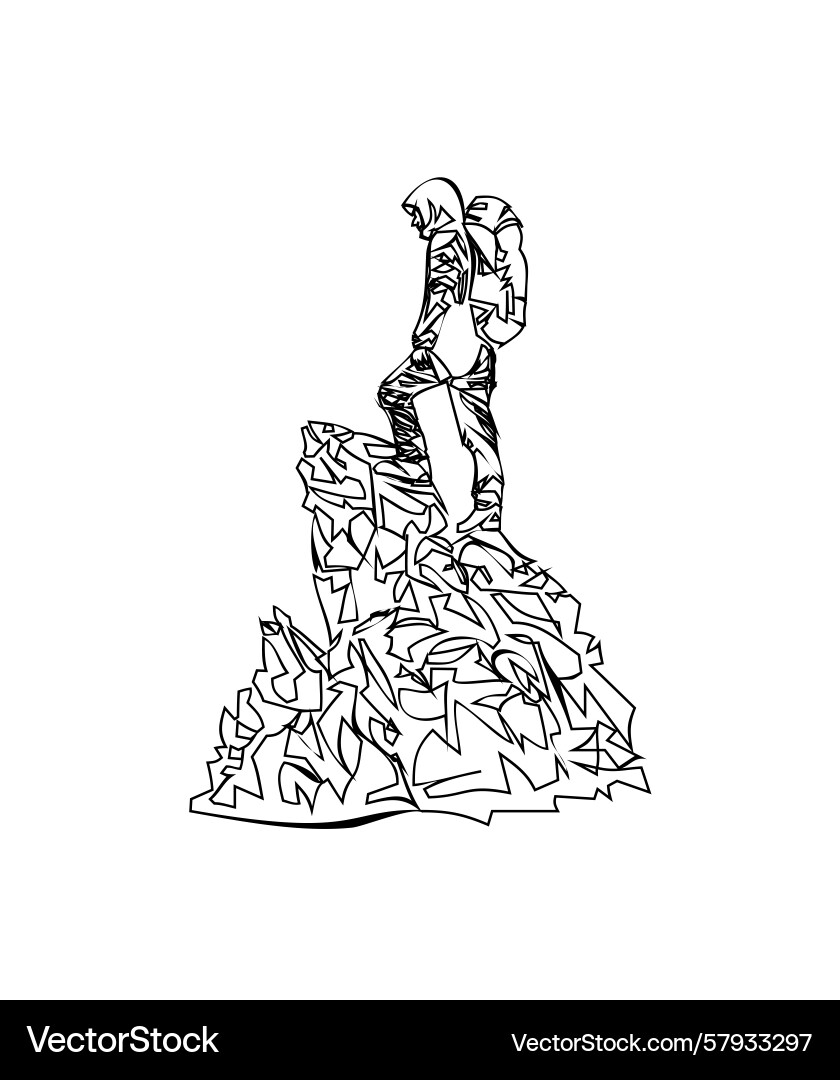 Continuous line drawing of a man on the top Vector Image