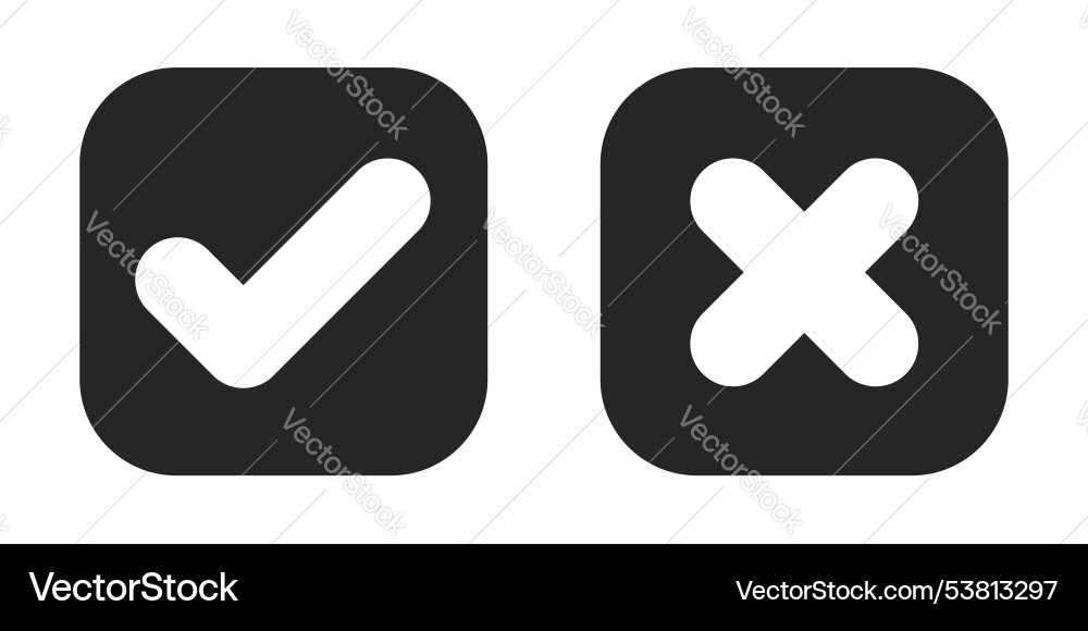 Dark check mark cross and tick icon design Dark check mark cross and tick icon design Vector Image
