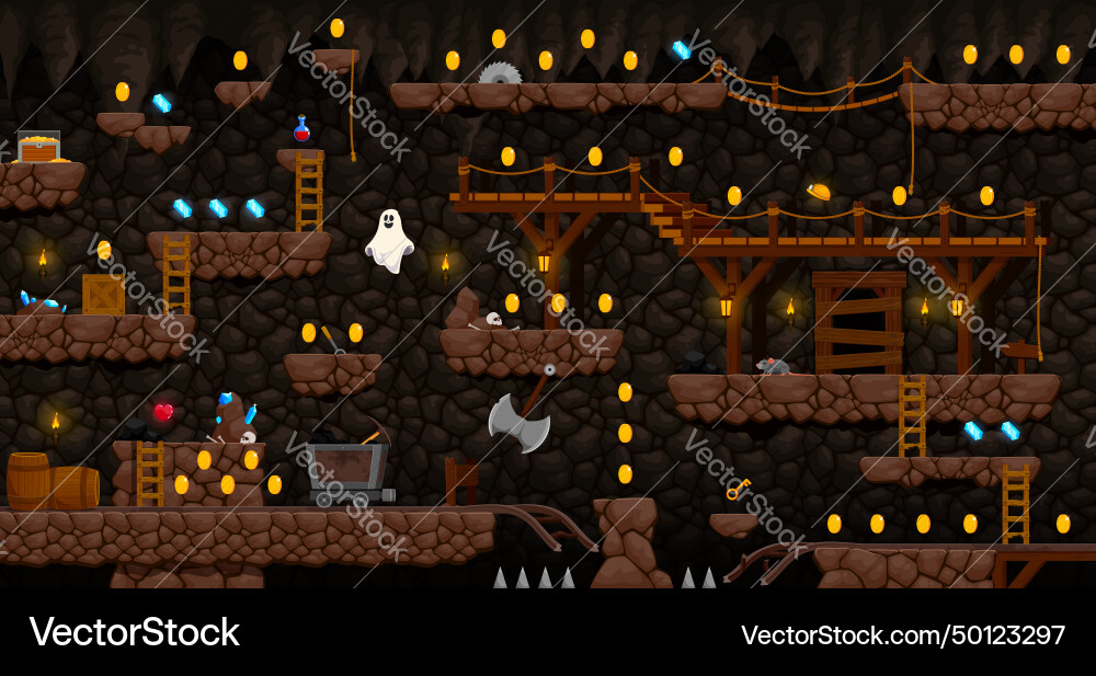 Dark Mine Level Map Vector Image