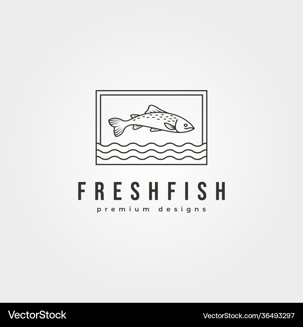 Fish line icon logo design jump and water Fish line icon logo design jump and water vector image