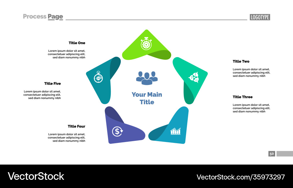 Five points process chart template Vector Image