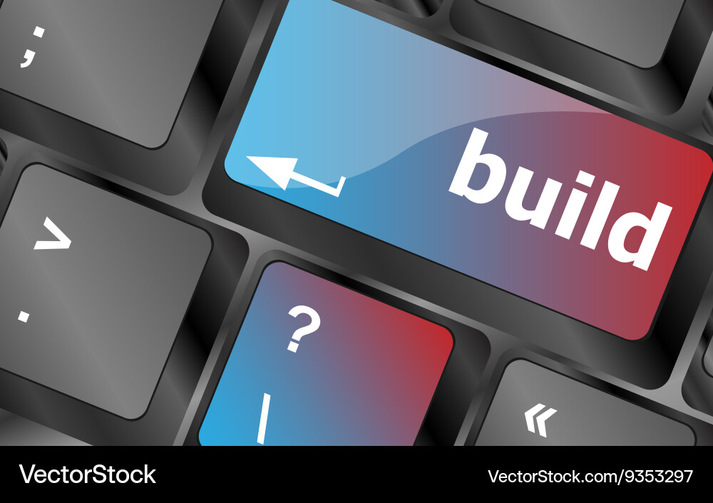 Keyboard keys with build button Vector Image