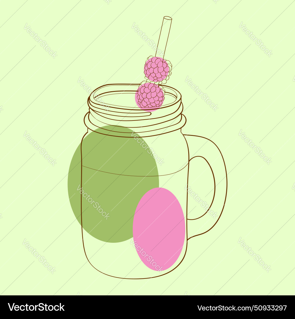 Mason jar with raspberry Vector Image