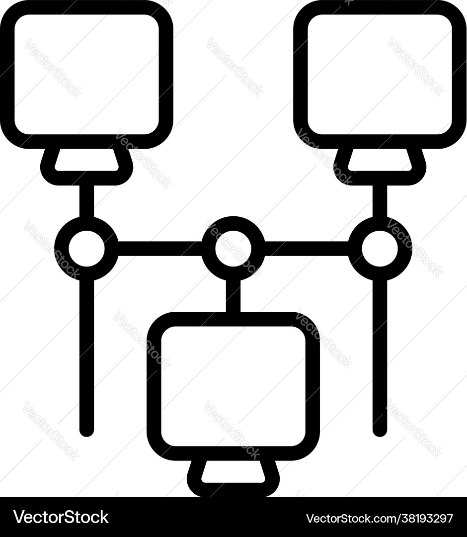 Network computer icon outline style vector image