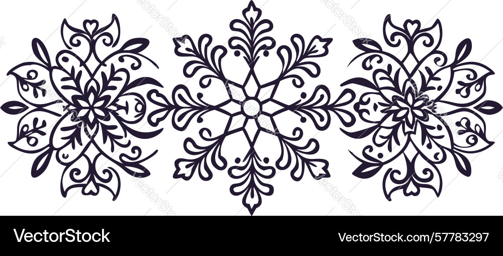 Ornate snowflake pattern border symbolizing Vector Image