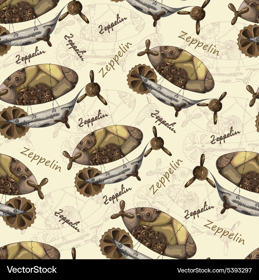 Pattern with a zeppelin Vector Image