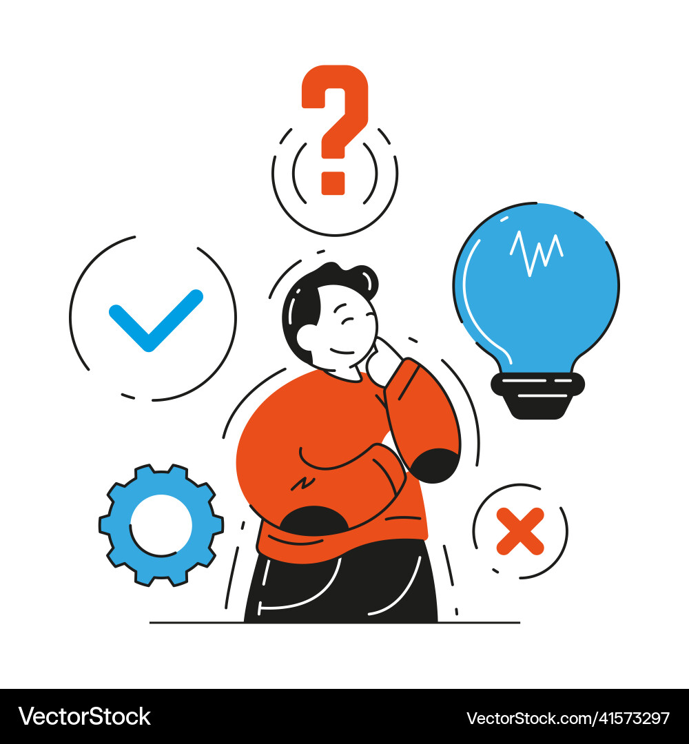 Pensive man thinking business making decision vector image