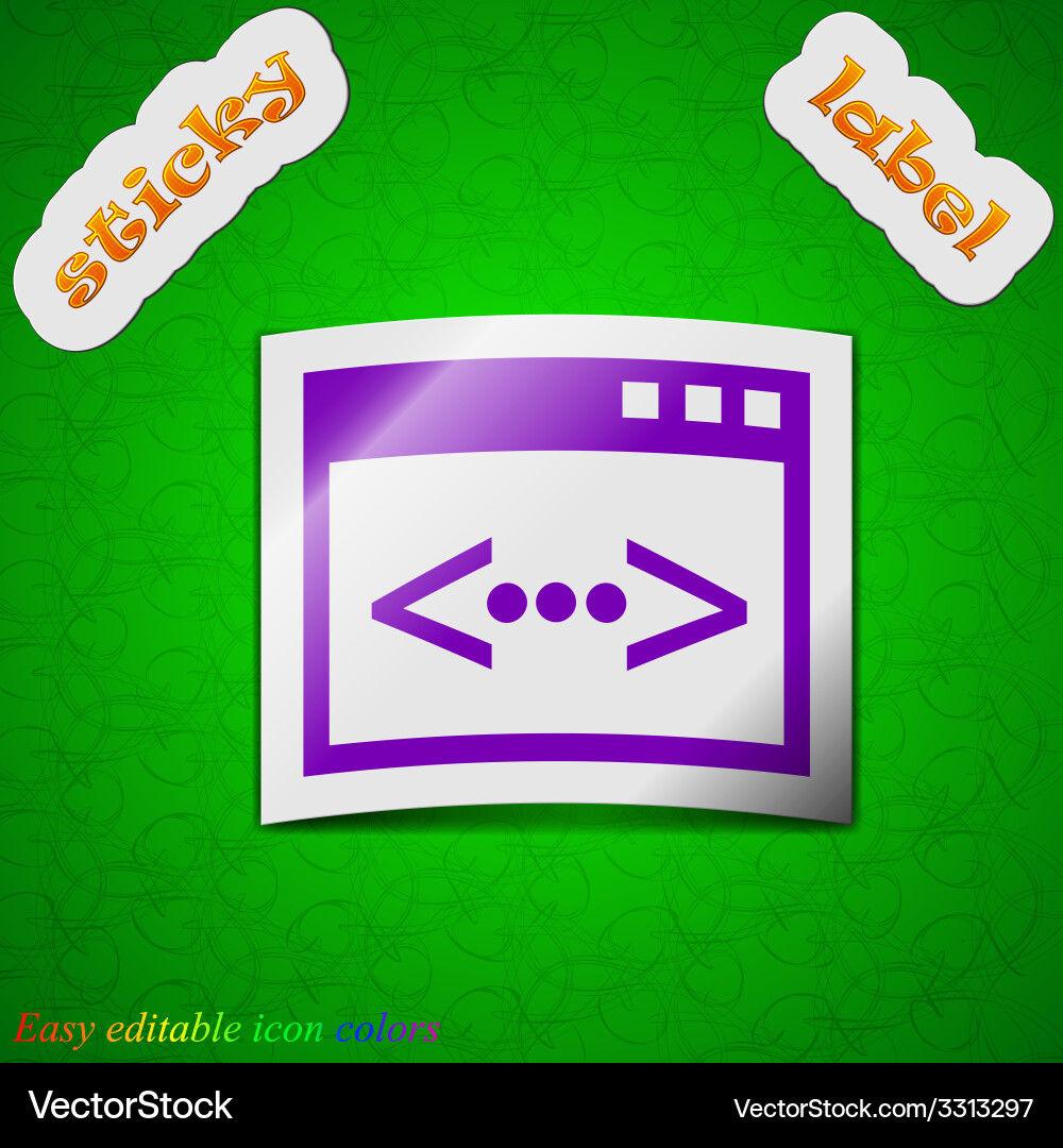 Programming code icon sign symbol chic colored vector image