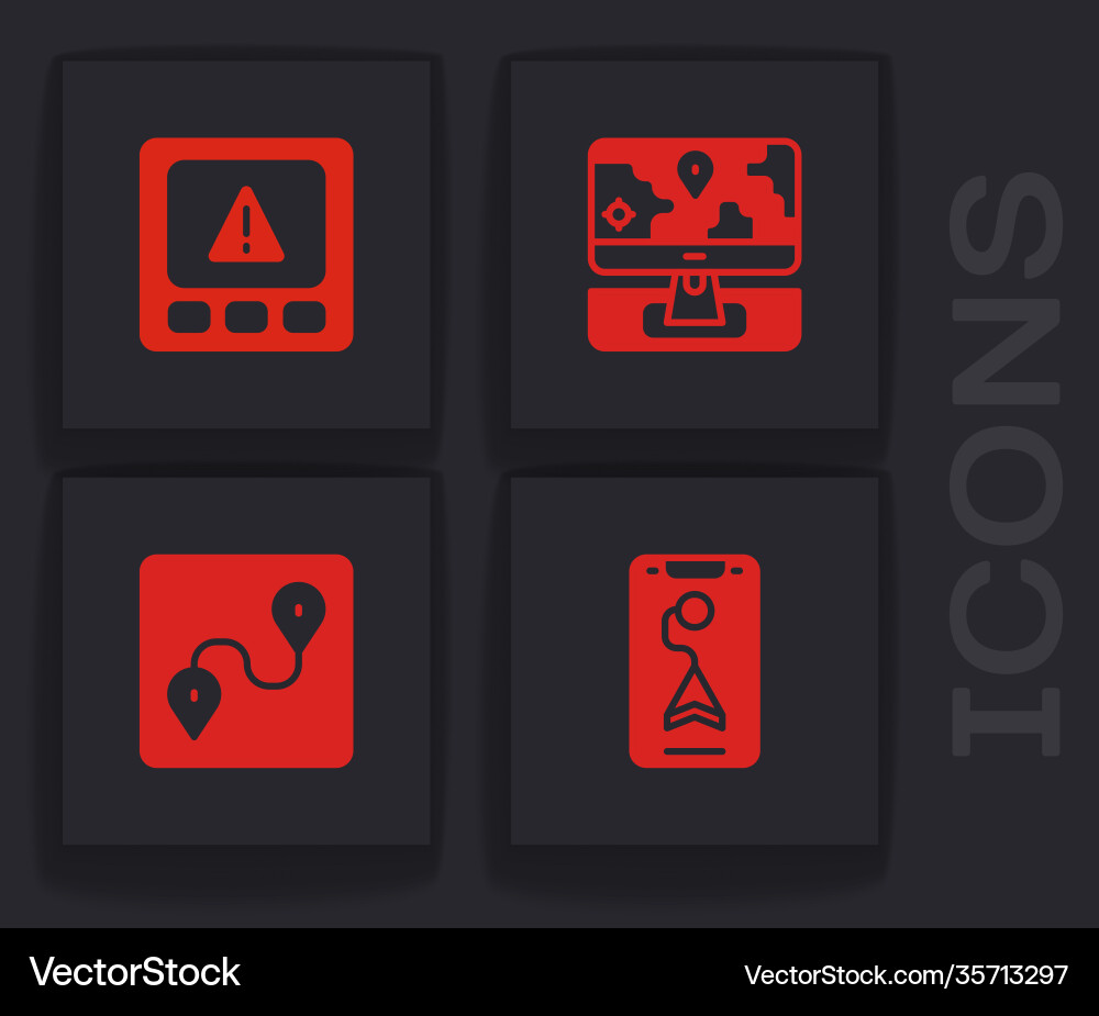 Set city map navigation gps device error monitor vector image