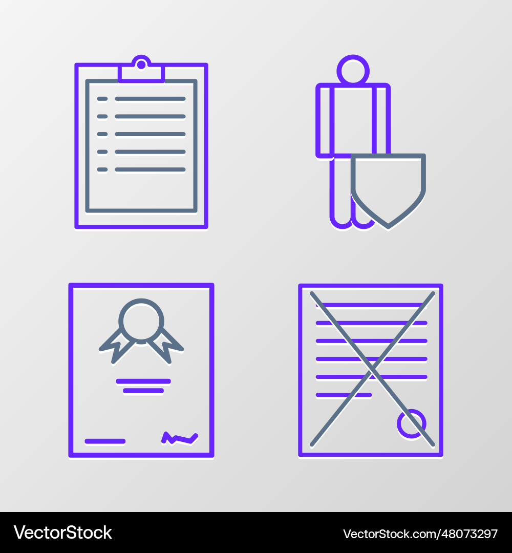 Set line delete file document certificate Set line delete file document certificate vector image