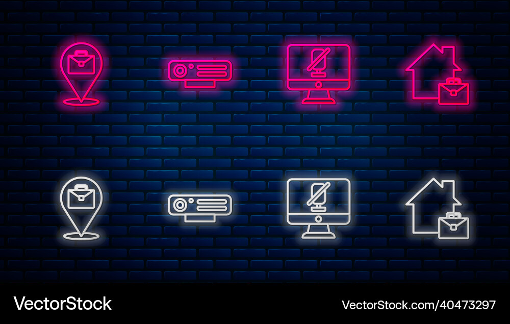 Set line web camera mute microphone on computer Vector Image
