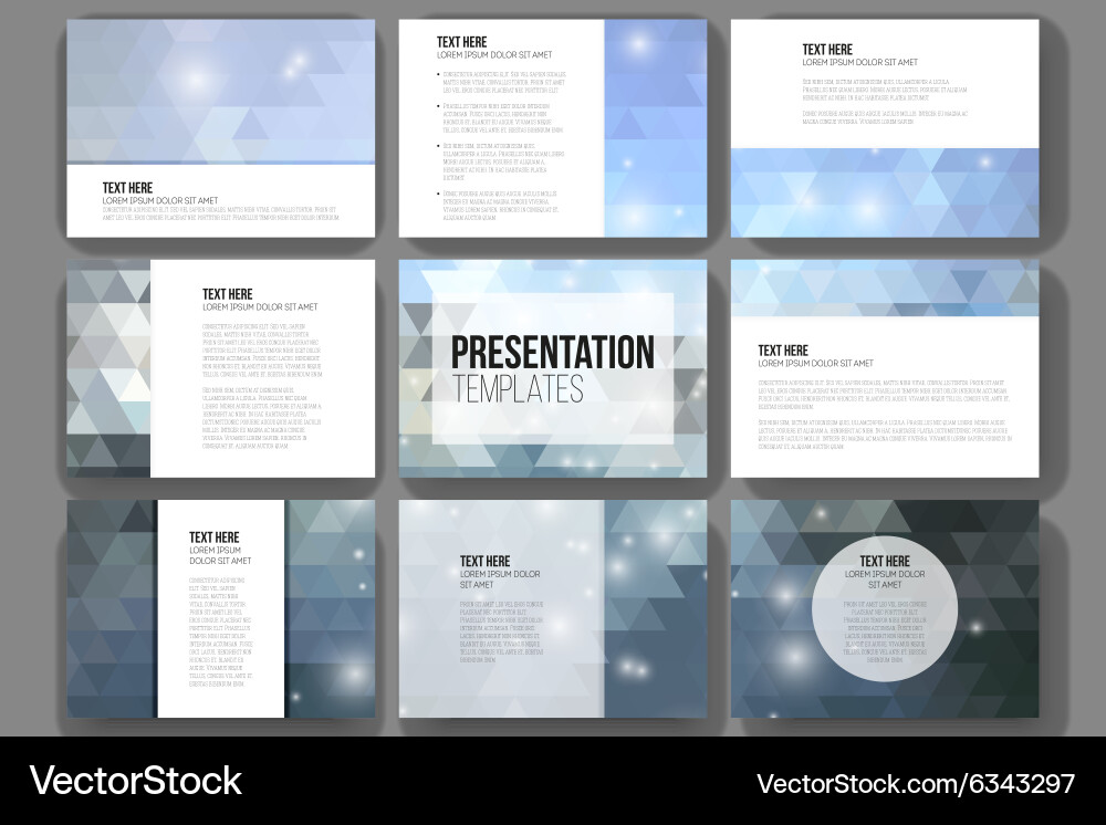 Set of 9 templates for presentation slides vector image