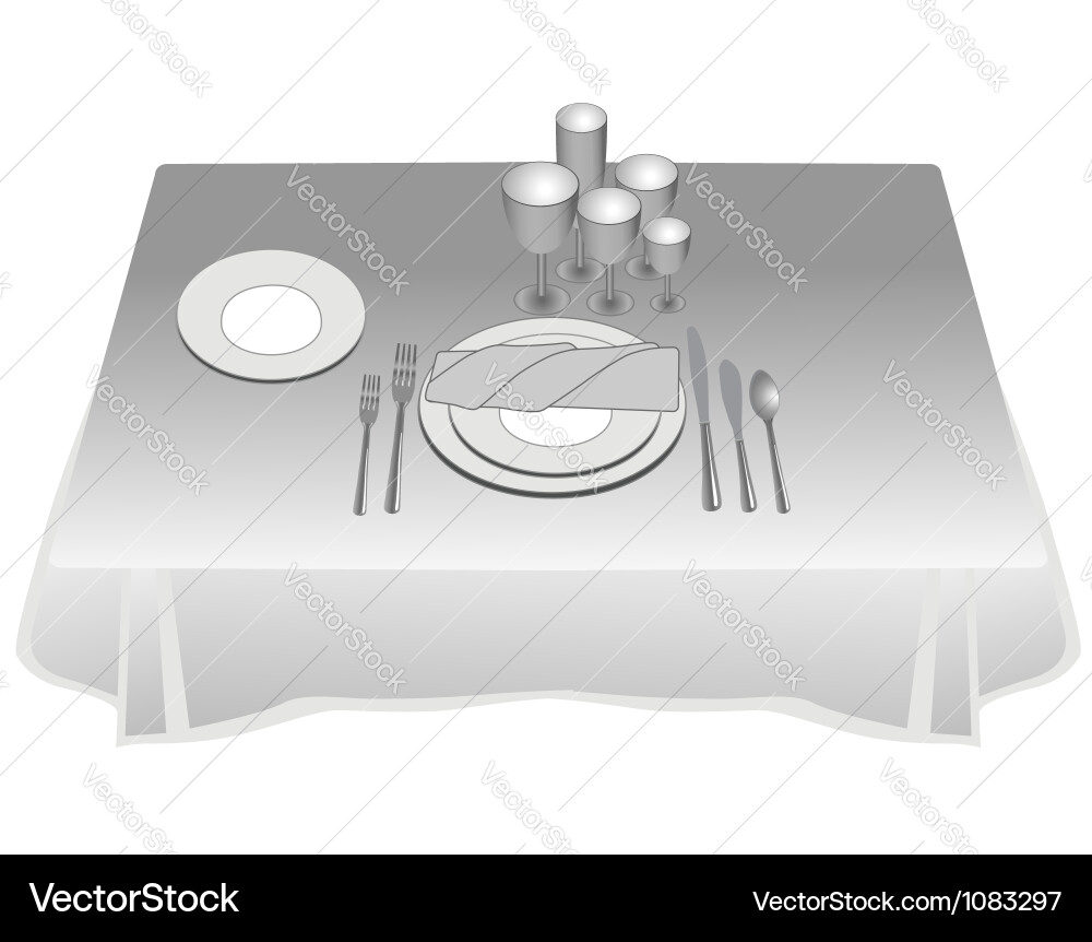 Table Setting with Silverware Vector Image