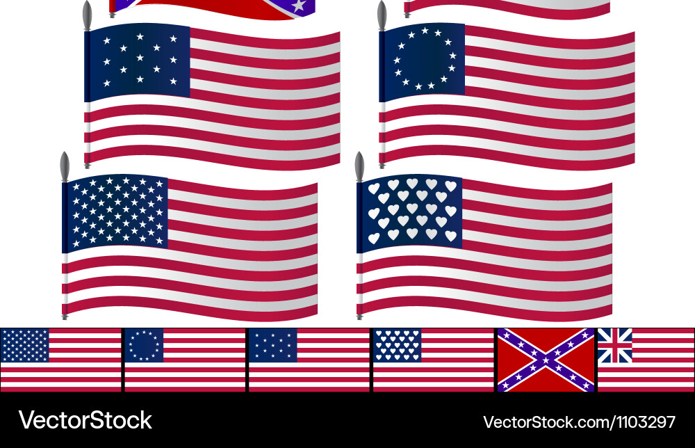 Usa flags Royalty Free Vector Image - VectorStock