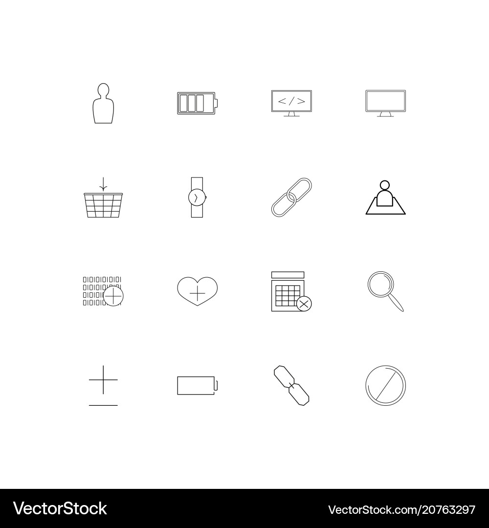 User interface linear thin icons set outlined vector image