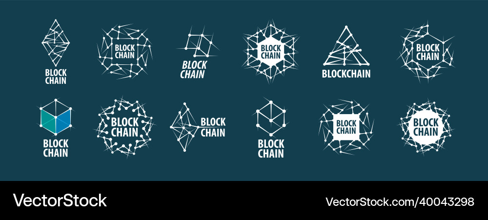 A set of abstract logos blockchain Vector Image