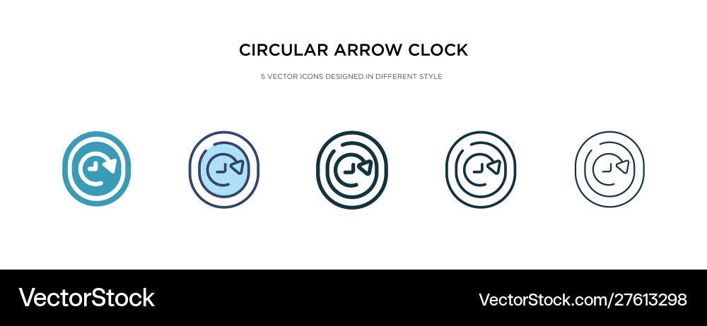 Circular arrow clock icon in different style two Circular arrow clock icon in different style two vector image