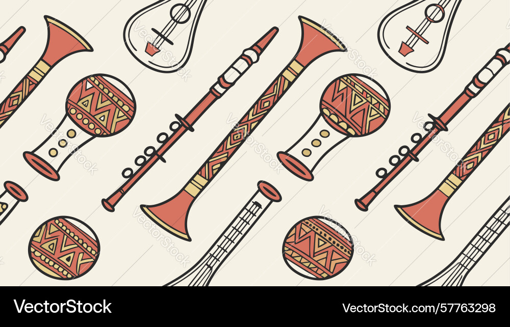 Global folk instruments seamless pattern design vector image