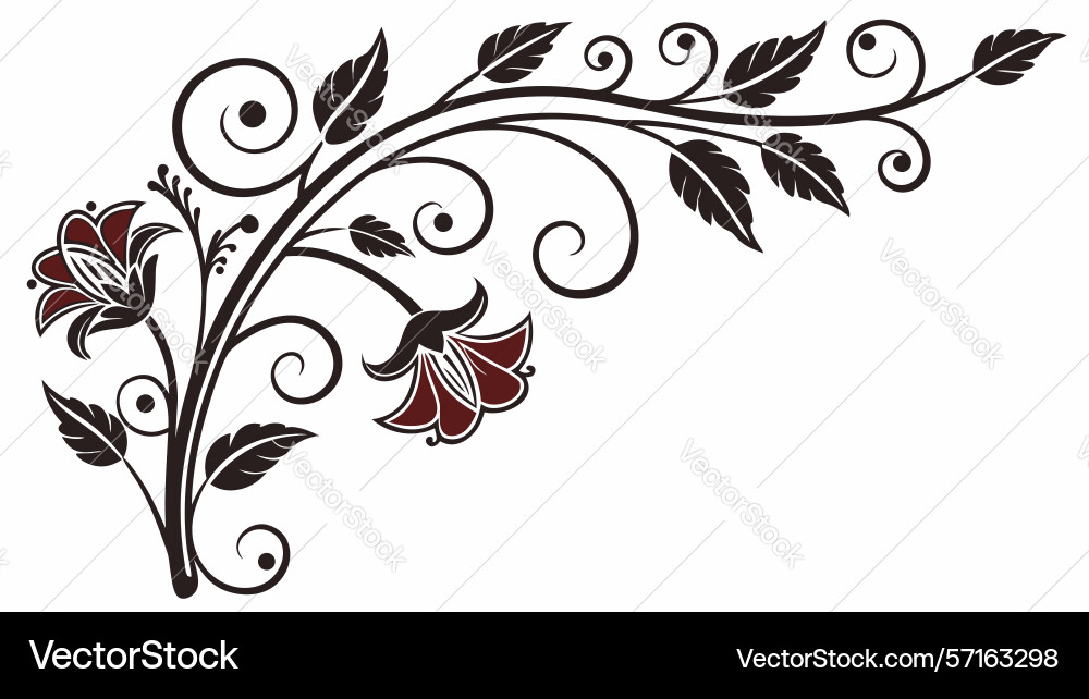 Intricate floral corner with stylized blooms Vector Image