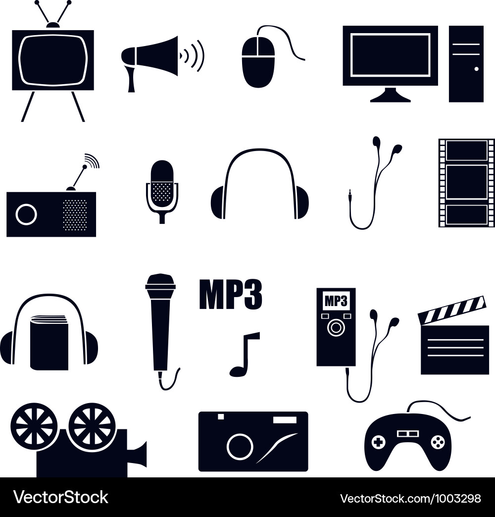 Media Icons Set Vector Image