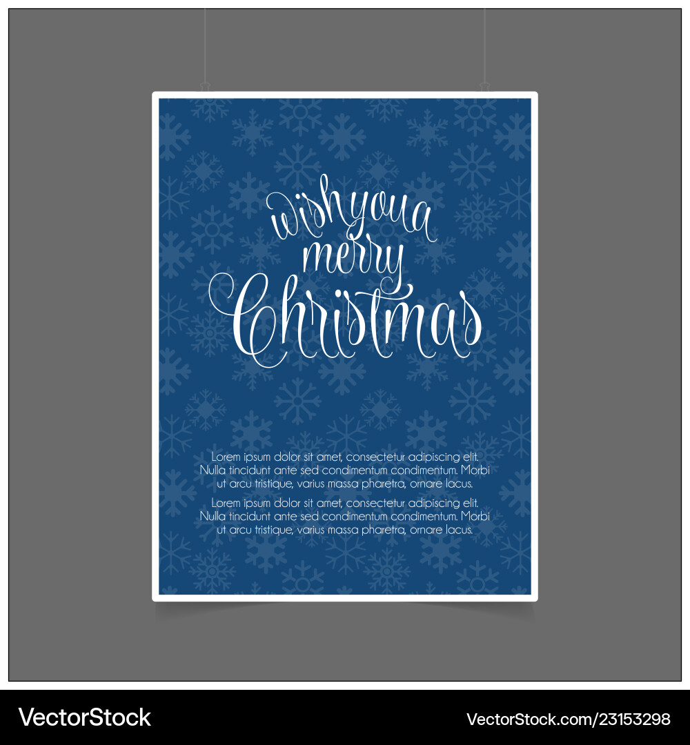 Merry christmas snowflake blue background poster Merry christmas snowflake blue background poster vector image