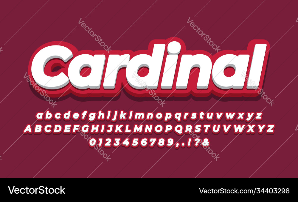 Modern red color 3d text effect vector image
