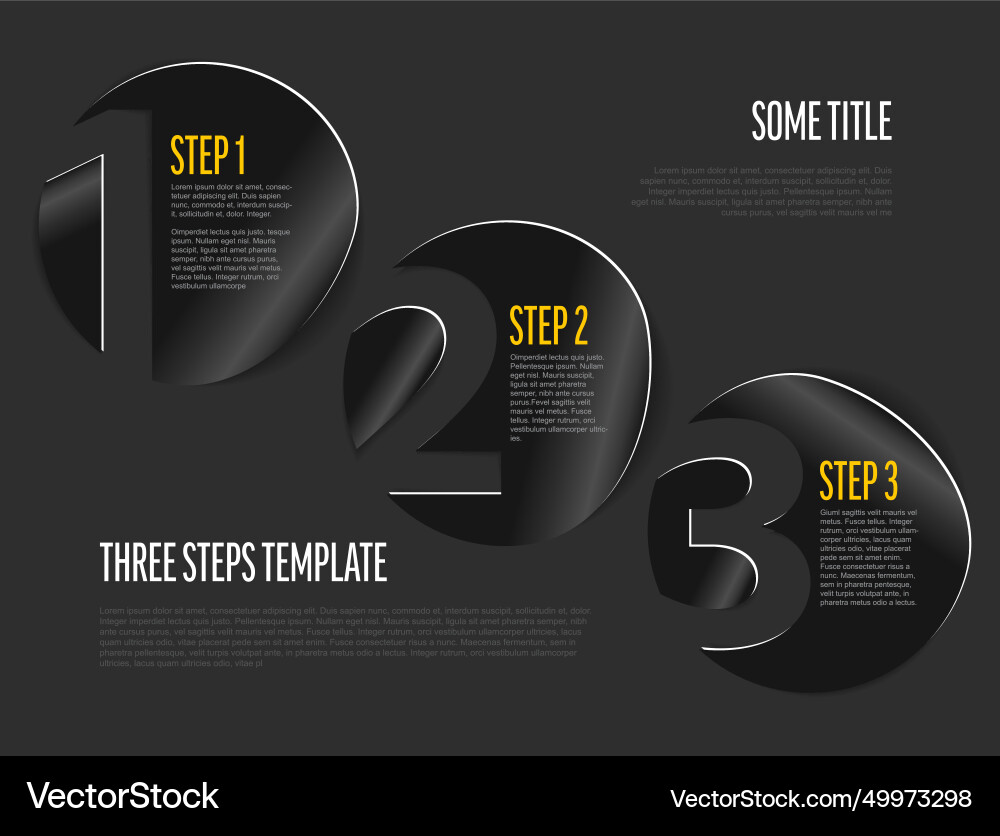 One two three dark gray metallic sticker steps One two three dark gray metallic sticker steps vector image