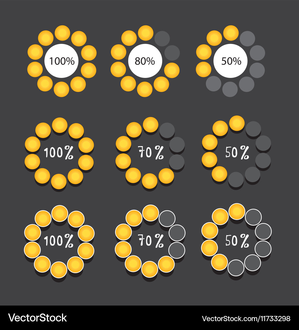 Orange preloaders and progress loading bars Vector Image