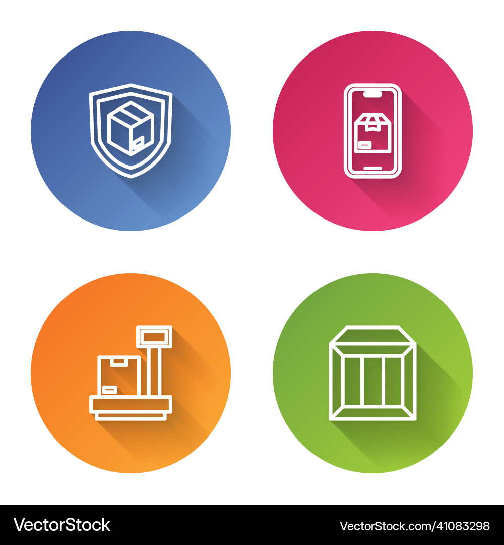 Set line delivery security with shield mobile app Vector Image