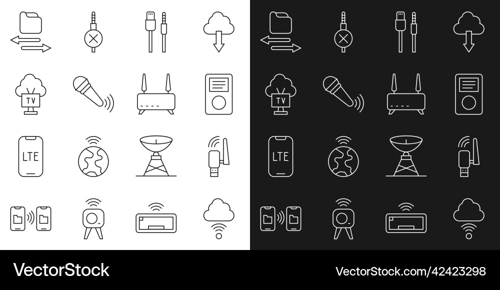 Set line network cloud connection usb wireless Set line network cloud connection usb wireless vector image
