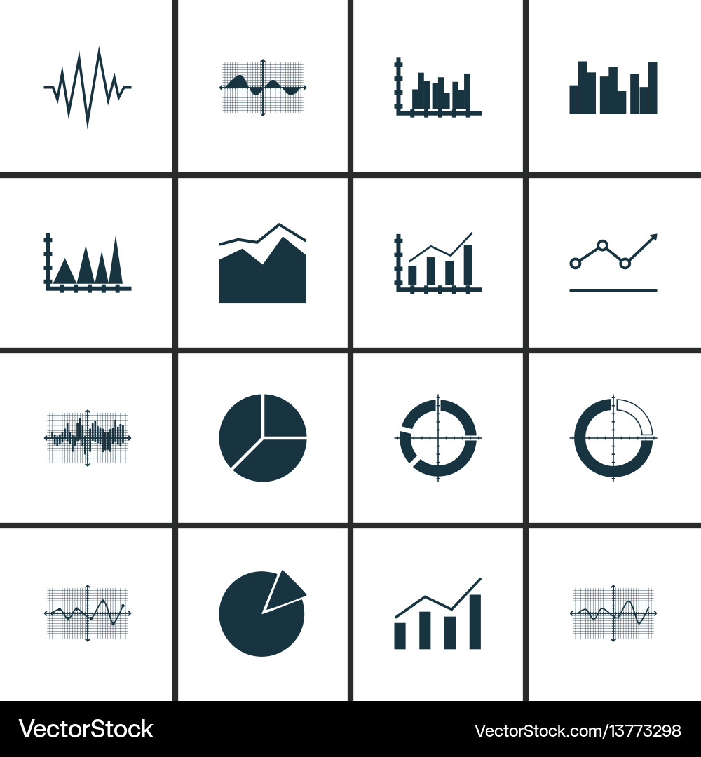 Set of graphs diagrams and statistics icons Set of graphs diagrams and statistics icons vector image